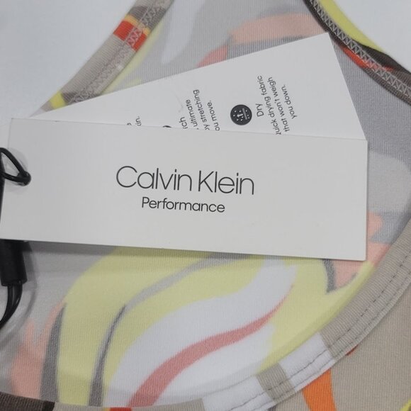 Calvin Klein Performance Printed Racerback Cropped Tank Top Sz XL - Picture 7 of 10